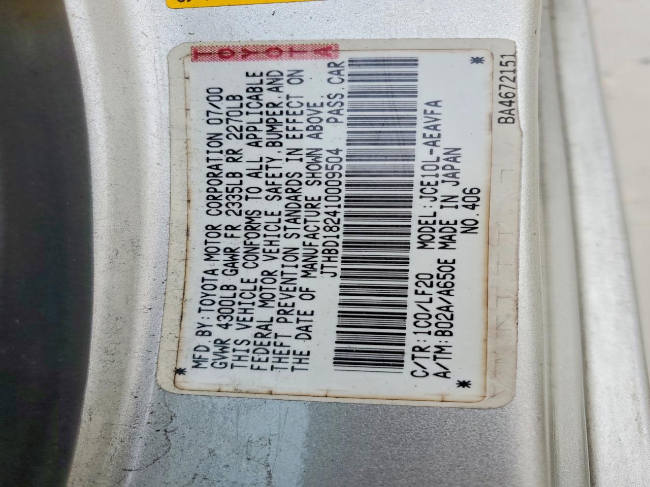 2001 LEXUS IS 300 photo 12