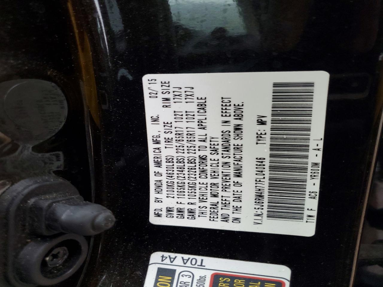 2015 HONDA CR-V EXL photo 13