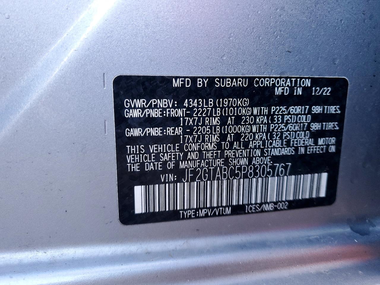 2023 SUBARU CROSSTREK photo 13