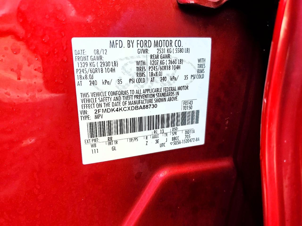 2013 FORD EDGE LIMITED photo 13