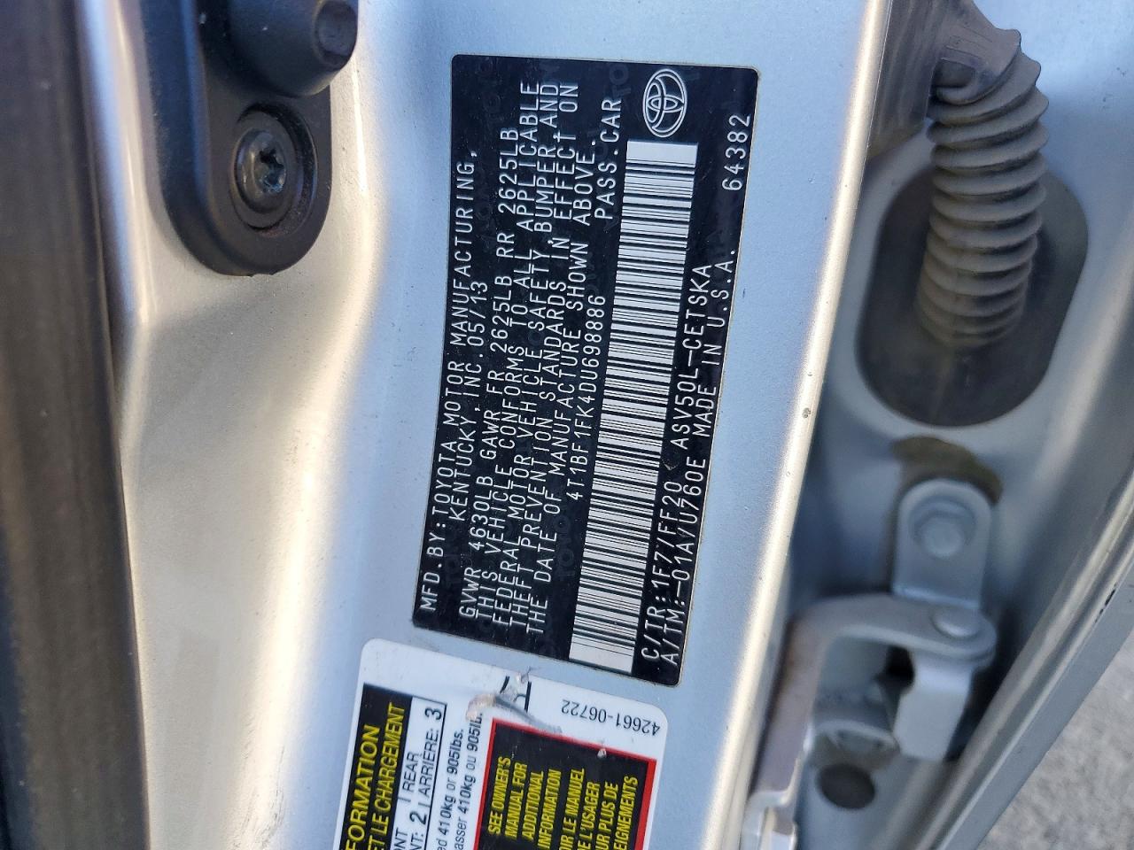 2013 TOYOTA CAMRY photo 12