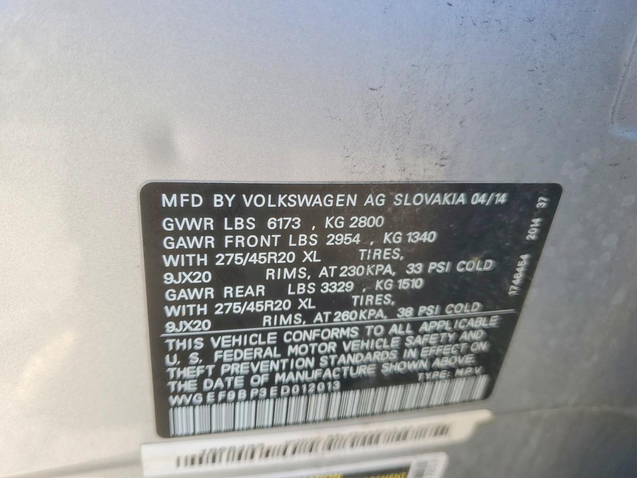 2014 VOLKSWAGEN TOUAREG V6 photo 25