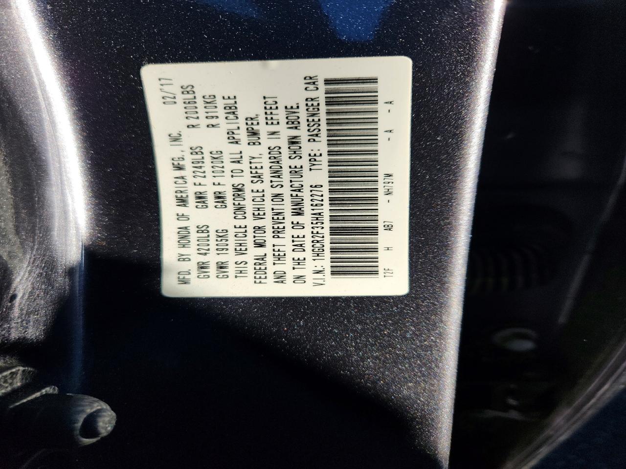 2017 HONDA ACCORD LX photo 13