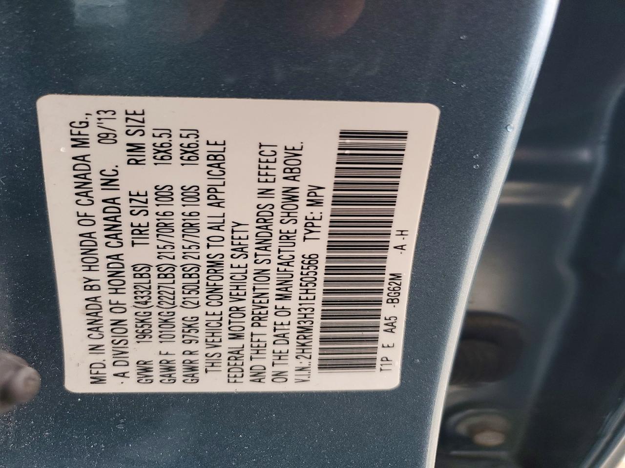 2014 HONDA CR-V LX photo 13