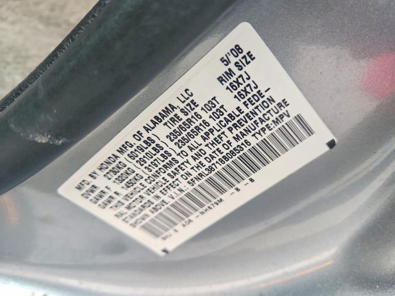 2008 HONDA ODYSSEY EXL photo 13