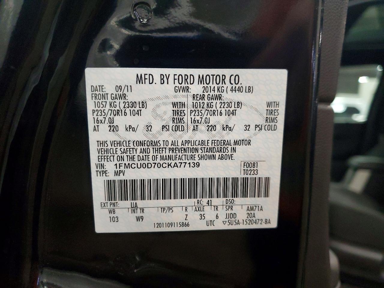 2012 FORD ESCAPE XLT photo 13