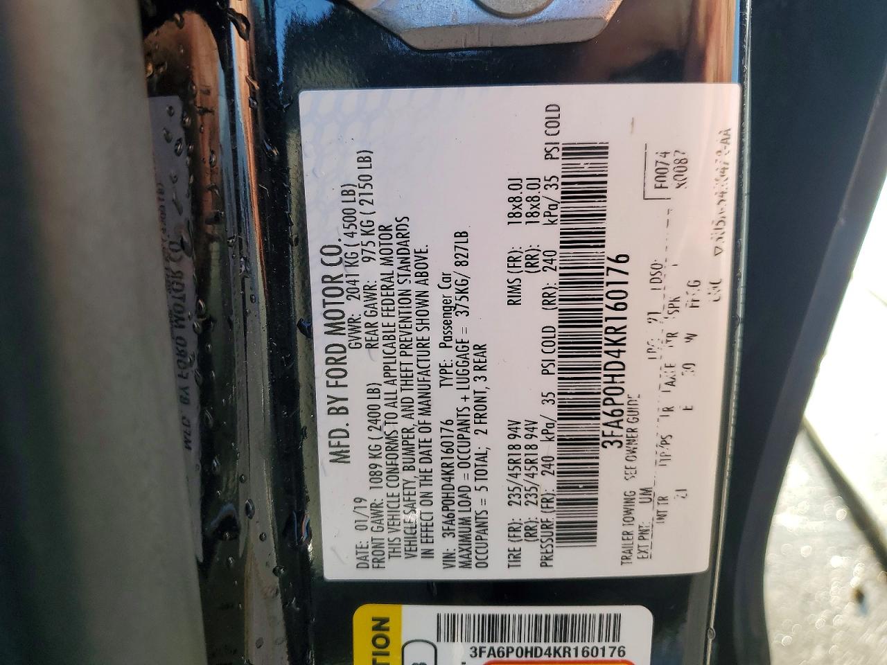 2019 FORD FUSION SE photo 13