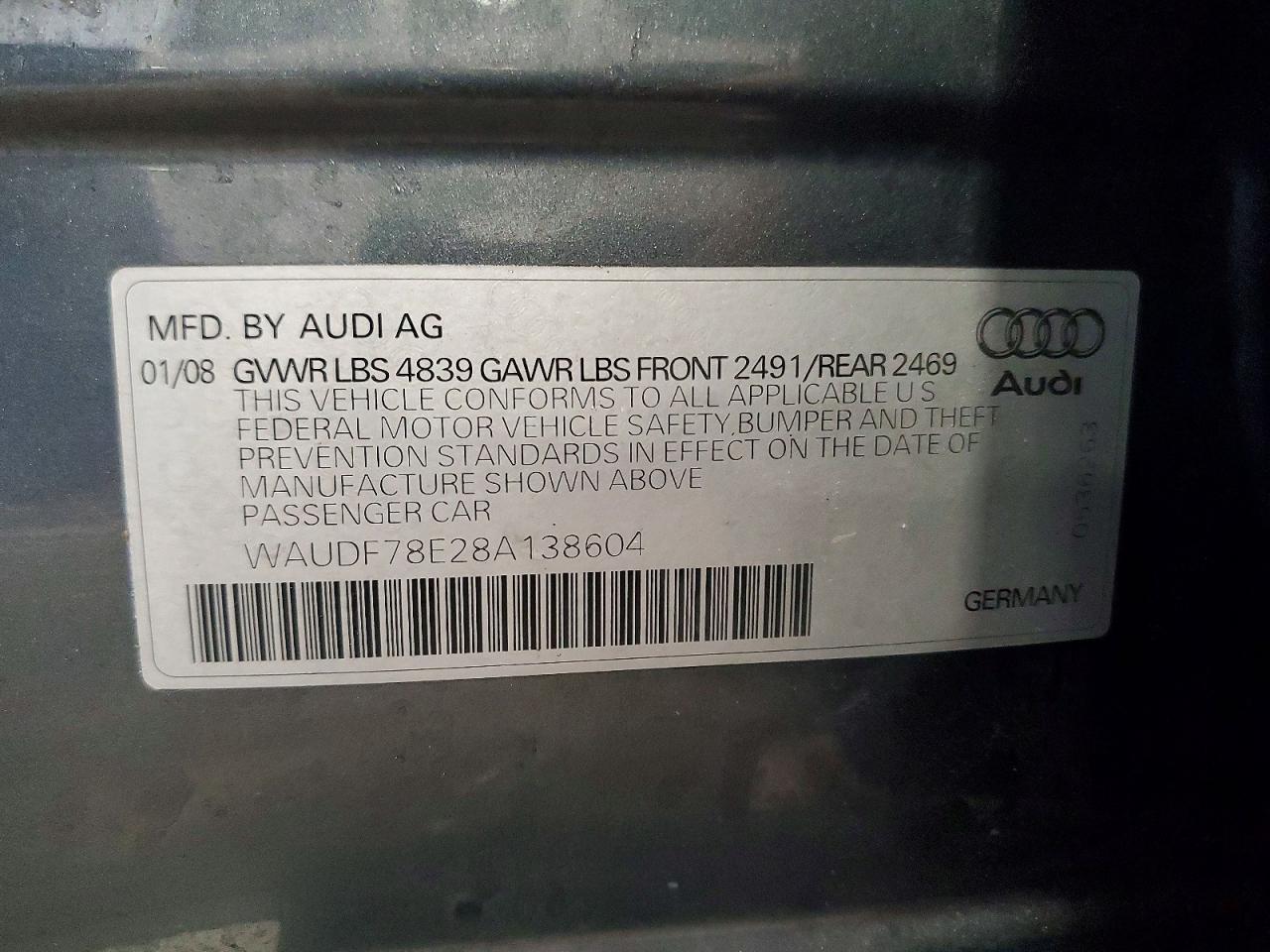 2008 AUDI A4 2.0T QUATTRO photo 12