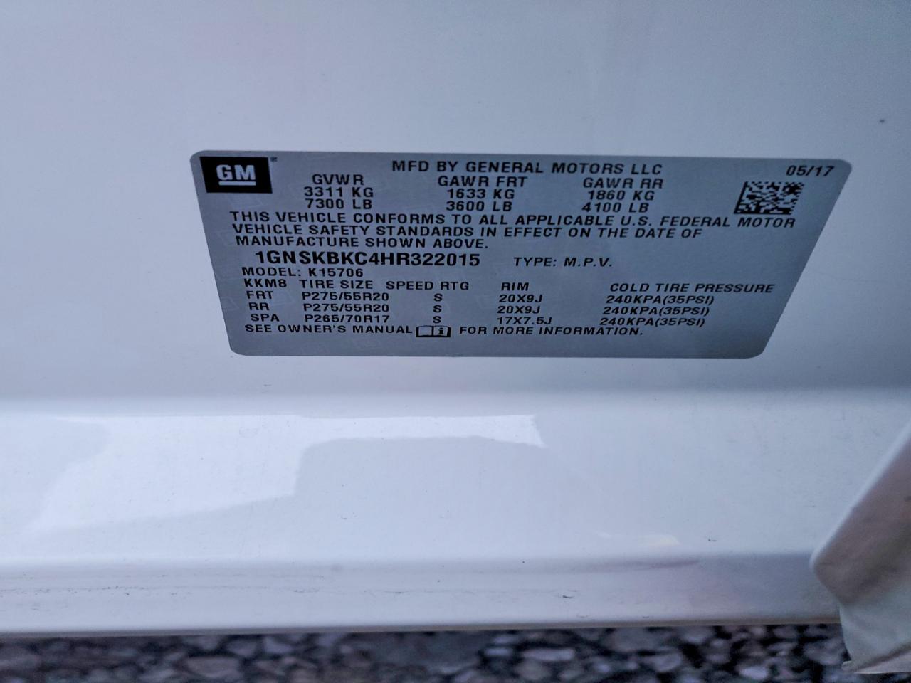 2017 CHEVROLET TAHOE K1500 LT photo 13