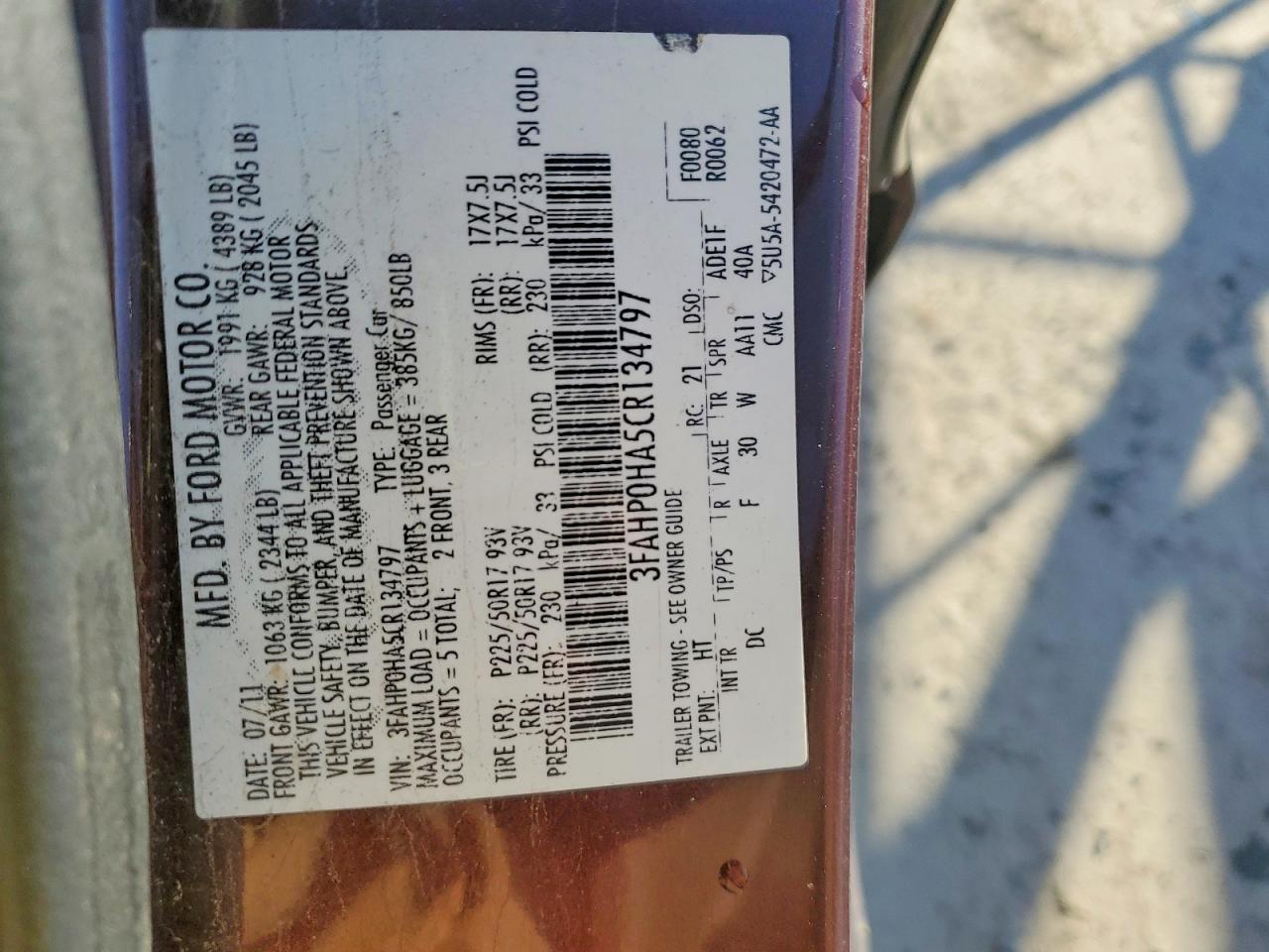 2012 FORD FUSION SE photo 23