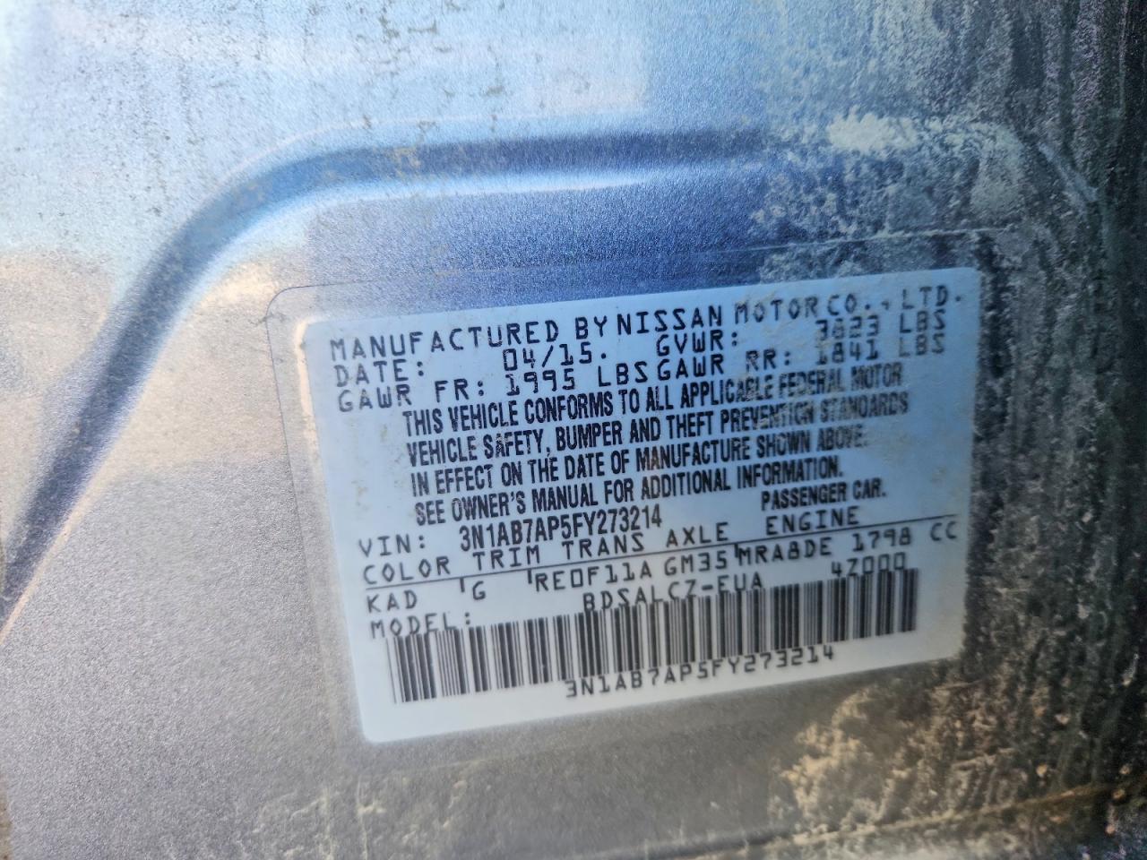 2015 NISSAN SENTRA S photo 12