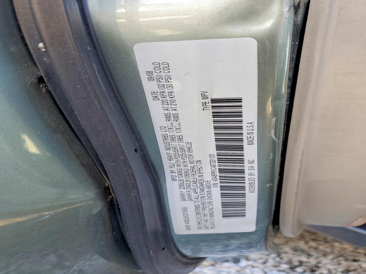 2009 SUBARU OUTBACK 2.5I photo 12