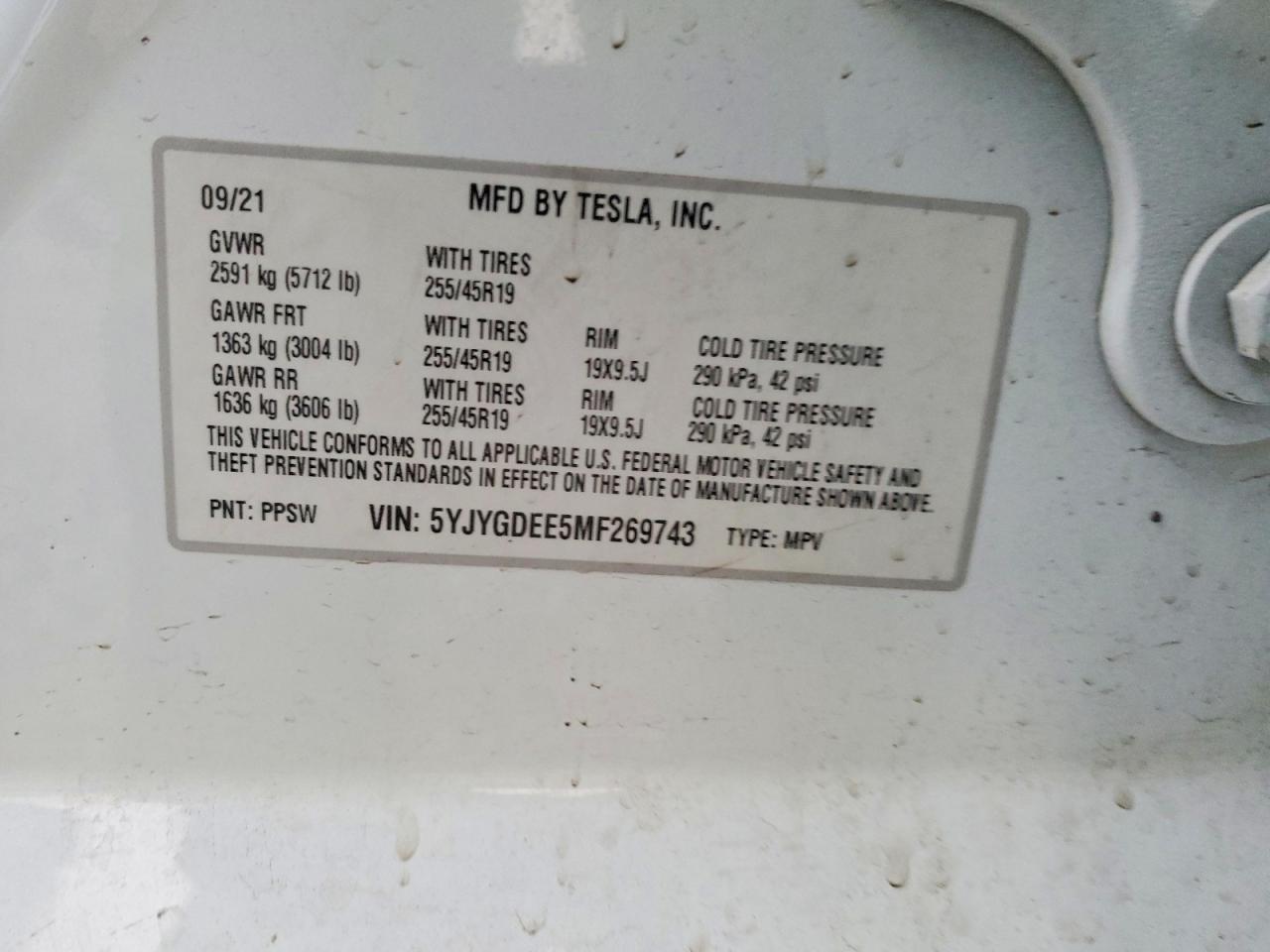 2021 TESLA MODEL Y photo 14