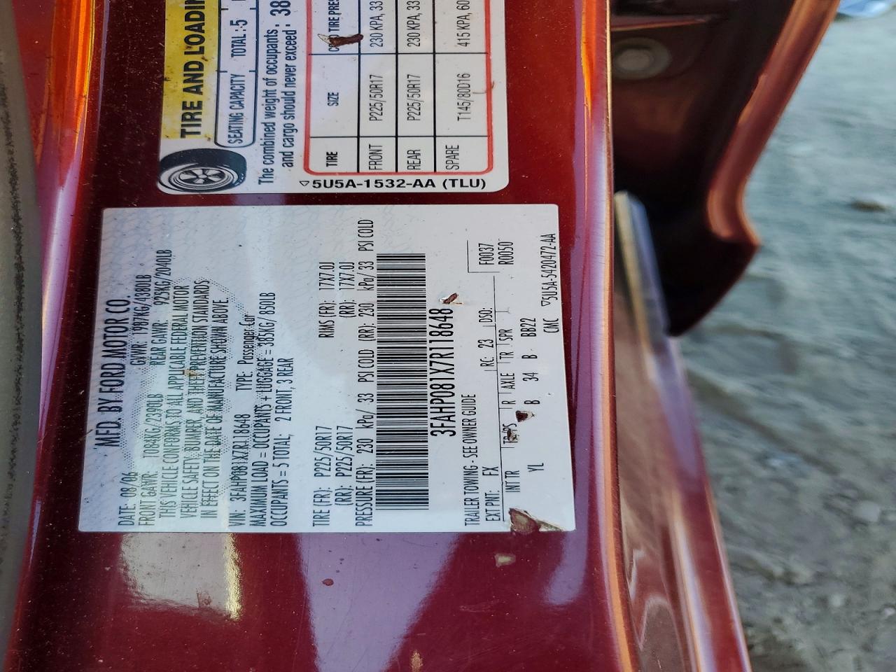2007 FORD FUSION SEL photo 23