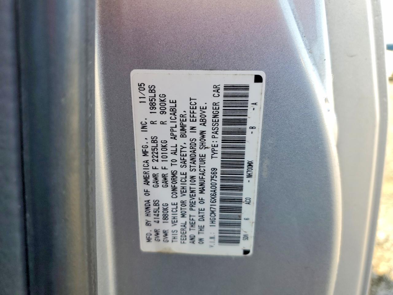 2006 HONDA ACCORD EX photo 12