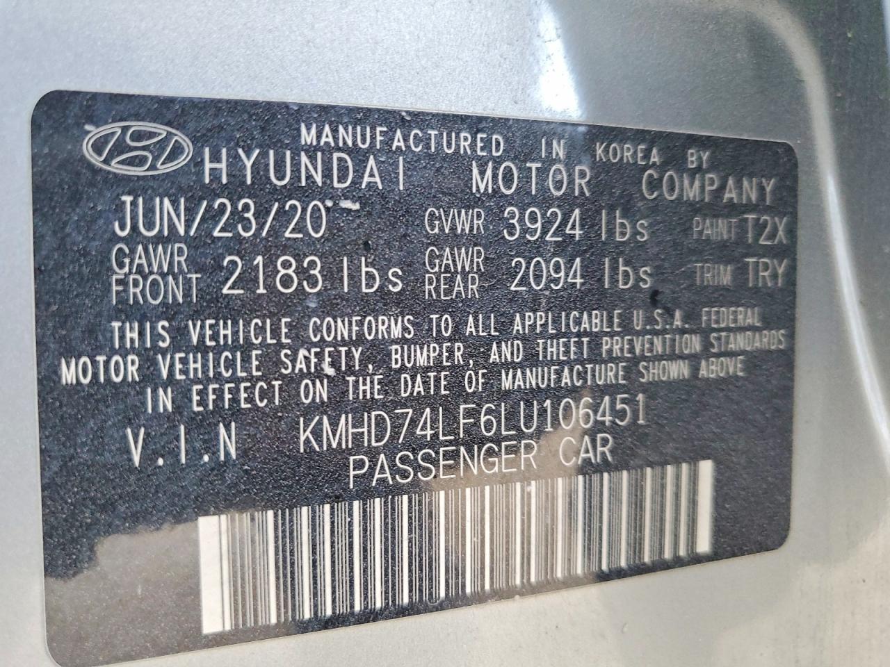 2020 HYUNDAI ELANTRA SE photo 12