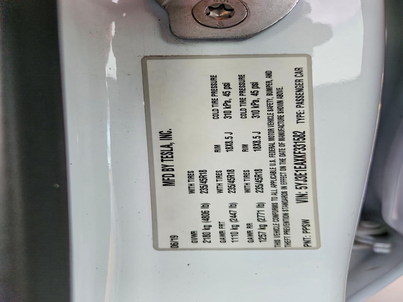 2019 TESLA MODEL 3 photo 13