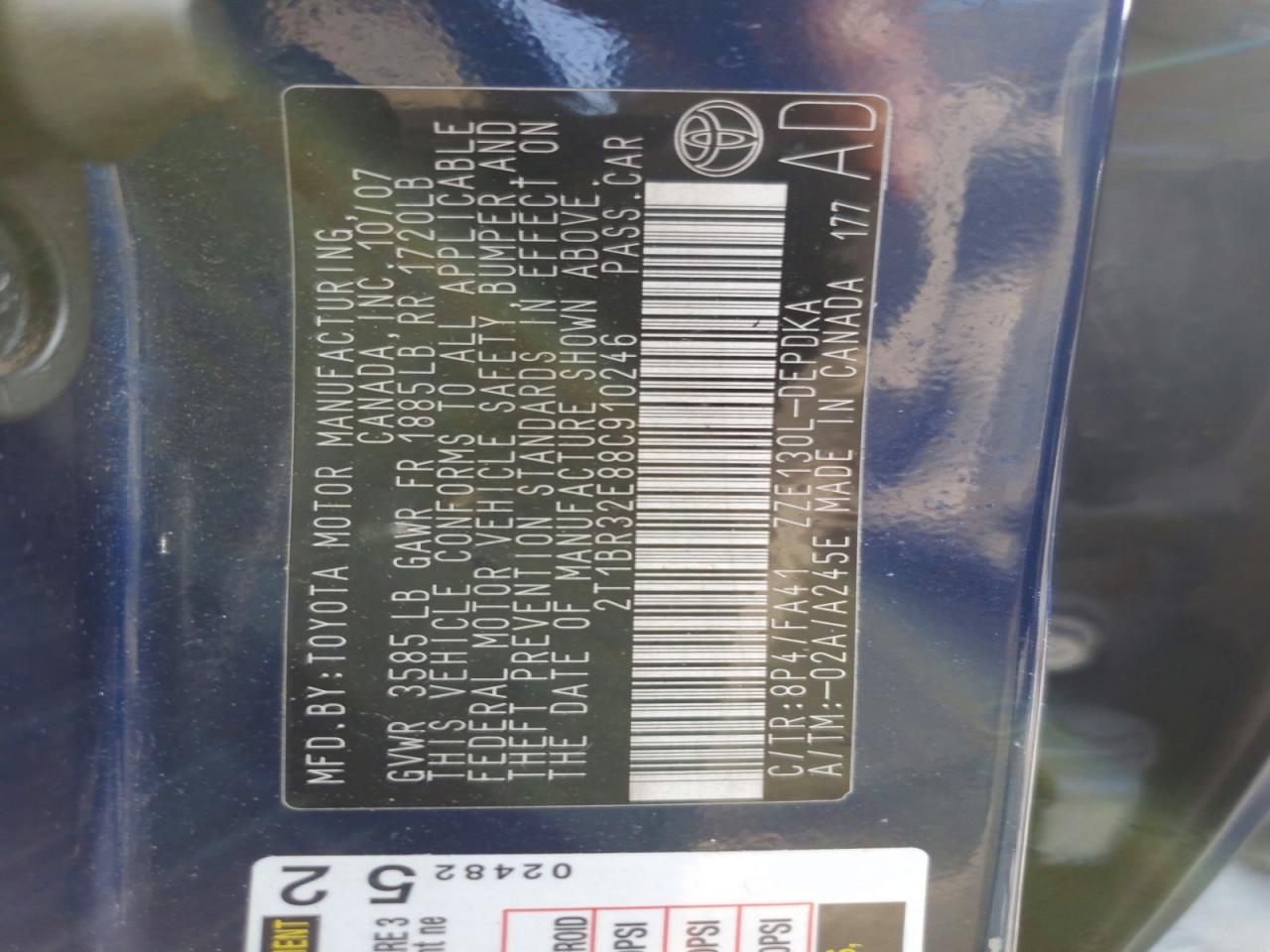 2008 TOYOTA COROLLA CE photo 12