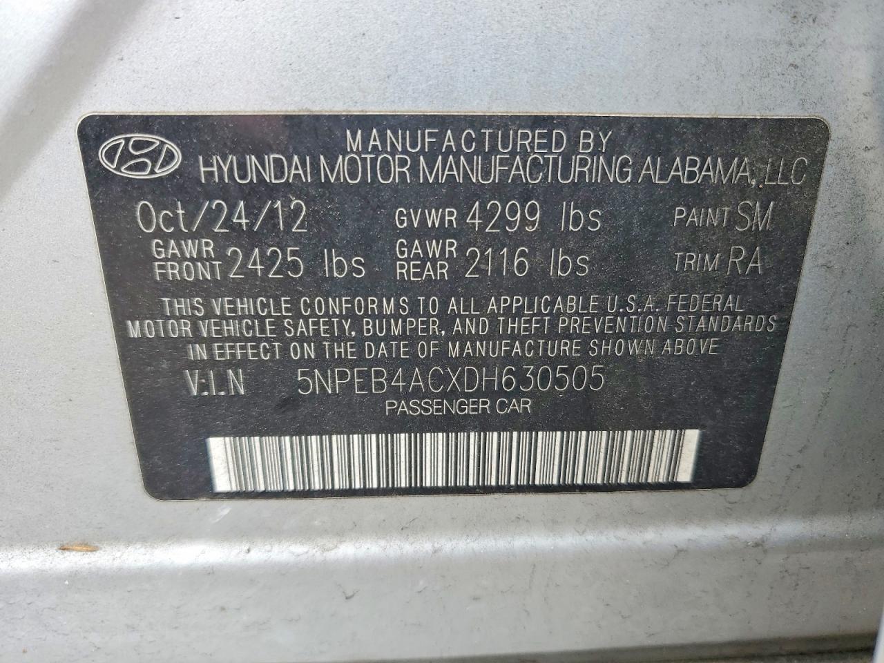 2013 HYUNDAI SONATA GLS photo 12