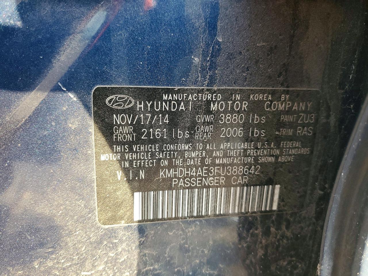 2015 HYUNDAI ELANTRA SE photo 12