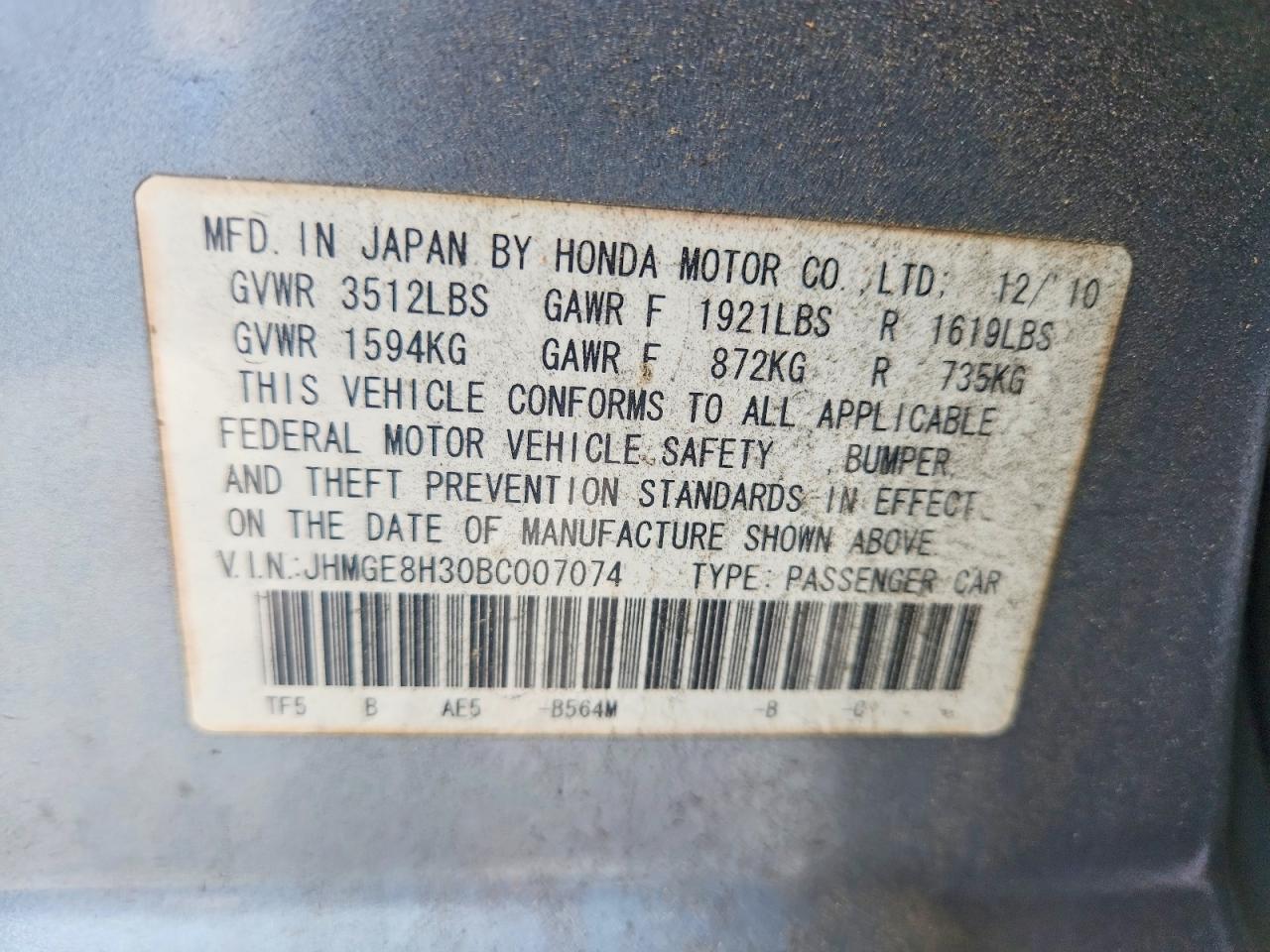 2011 HONDA FIT photo 13