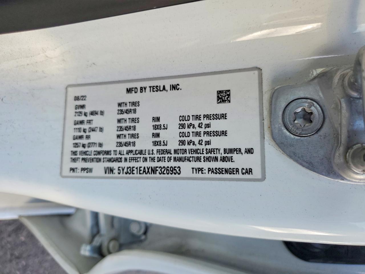 2022 TESLA MODEL 3 photo 12