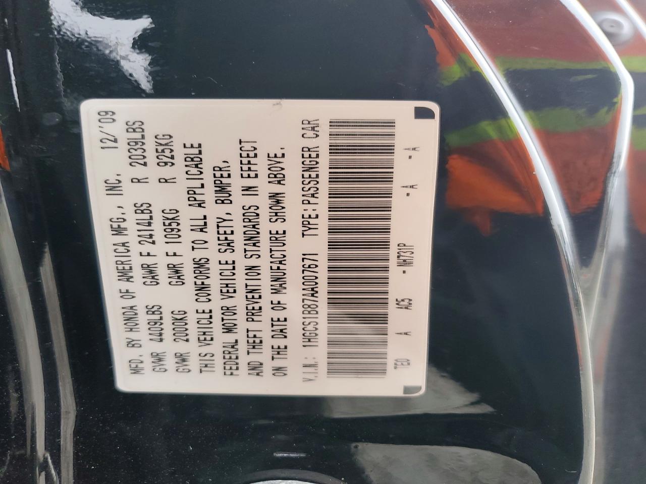 2010 HONDA ACCORD EXL photo 12