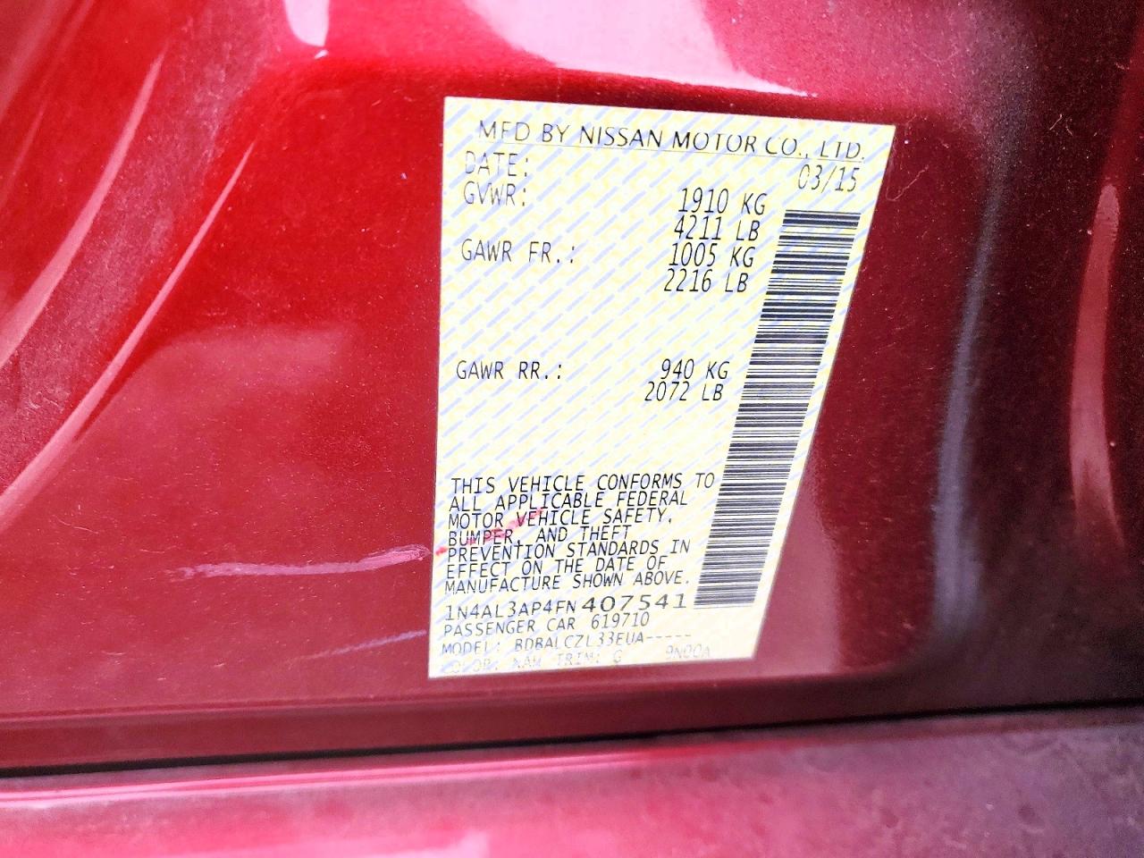 2015 NISSAN ALTIMA 2.5 photo 12