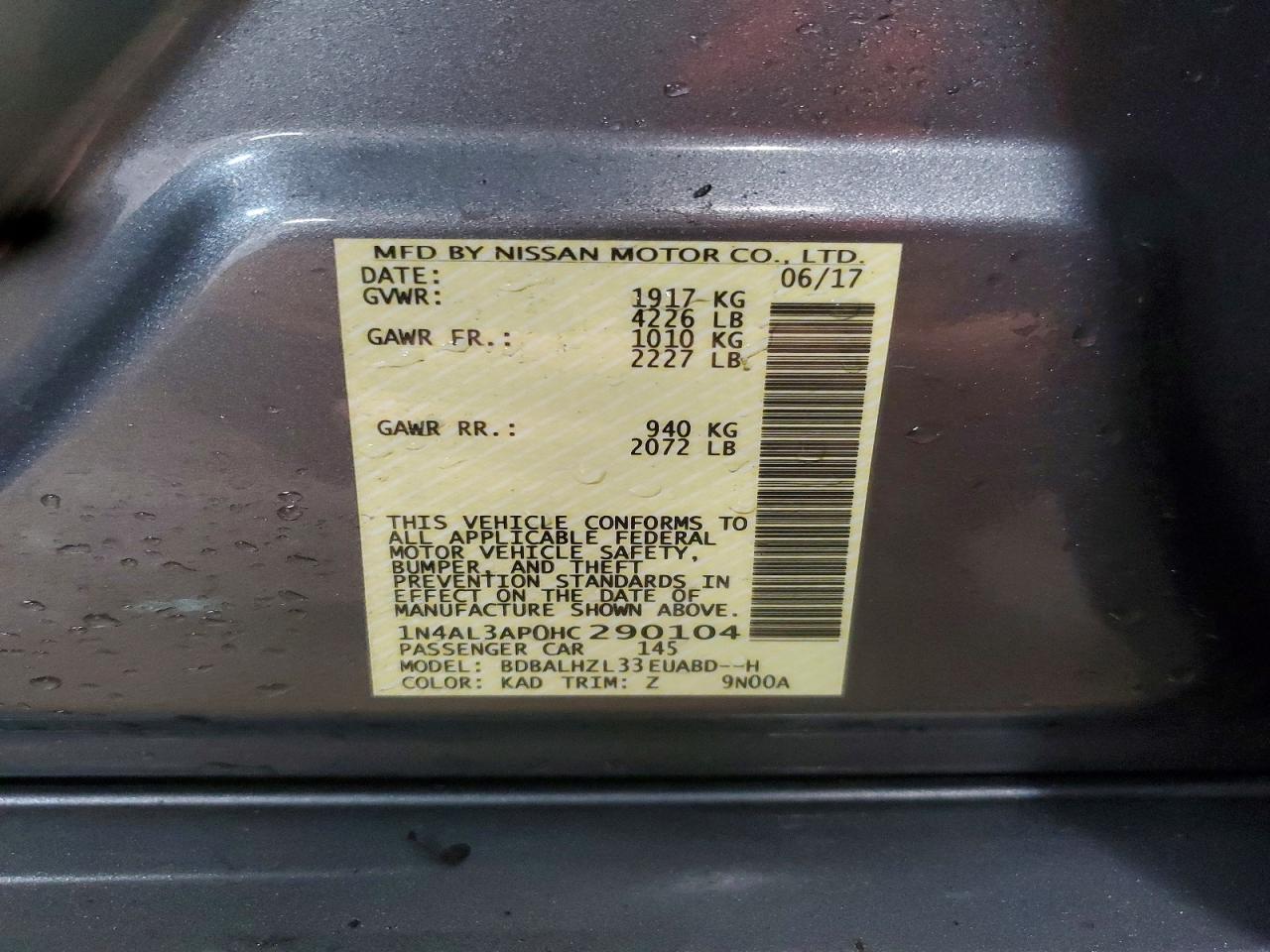 2017 NISSAN ALTIMA 2.5 photo 12