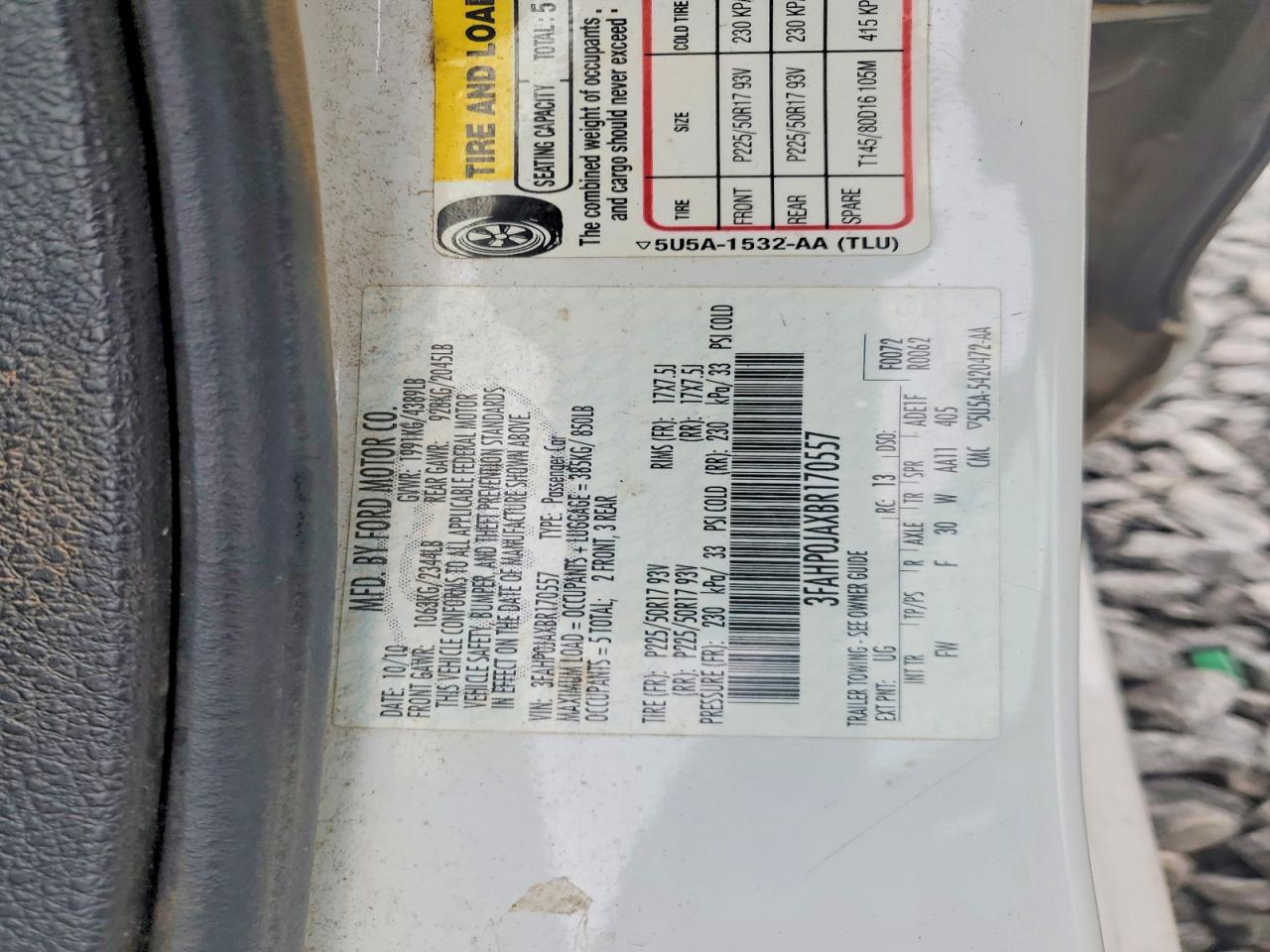 2011 FORD FUSION SEL photo 12