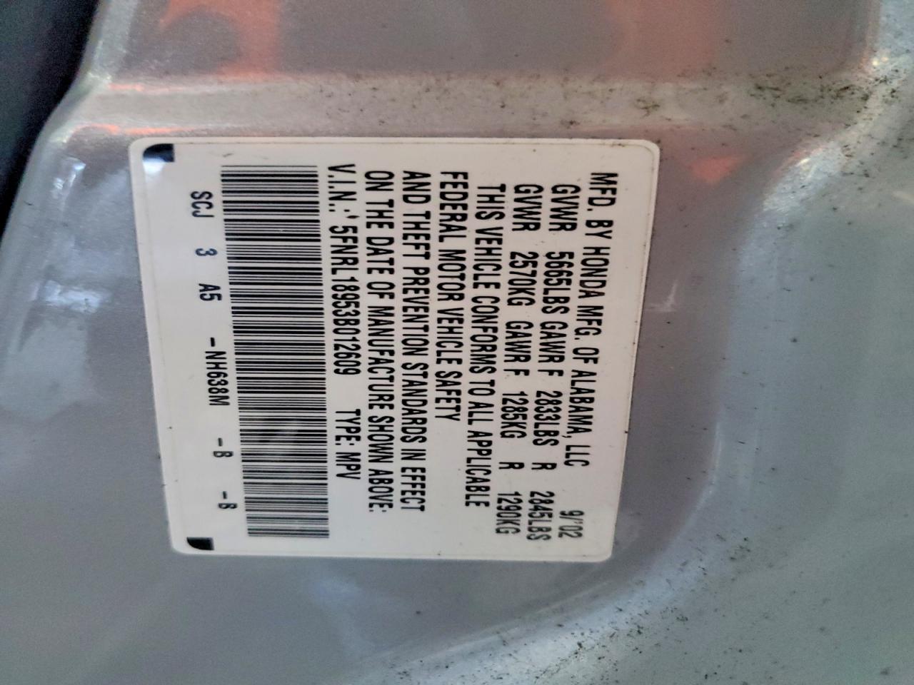 2003 HONDA ODYSSEY EXL photo 13