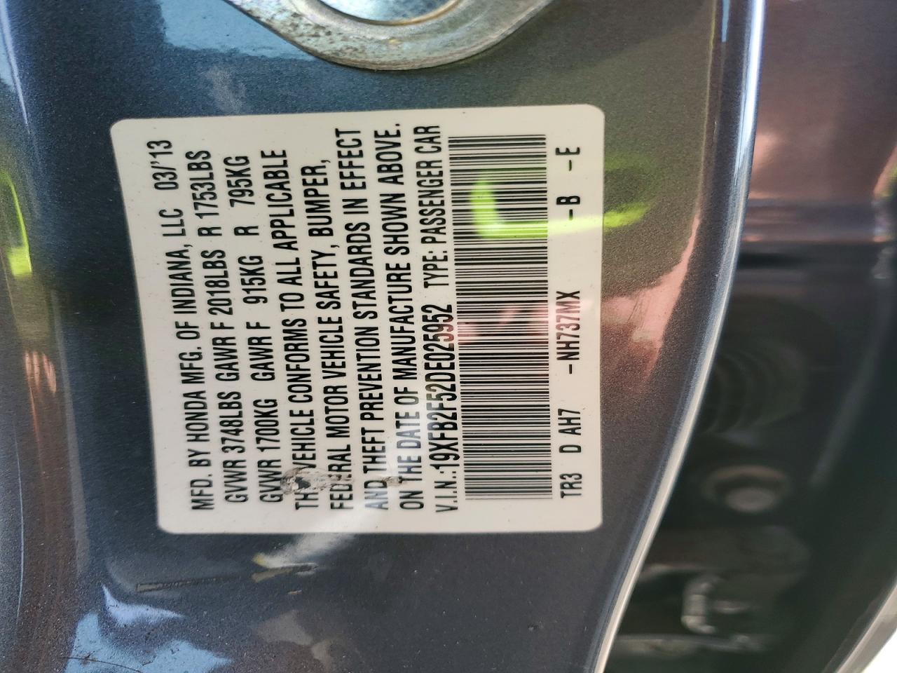 2013 HONDA CIVIC LX photo 12