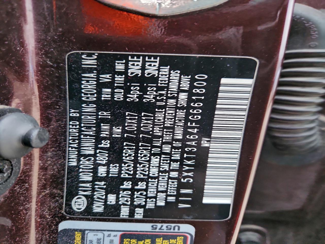 2015 KIA SORENTO LX photo 12