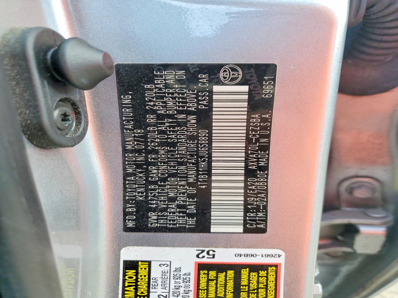 2018 TOYOTA CAMRY L photo 13