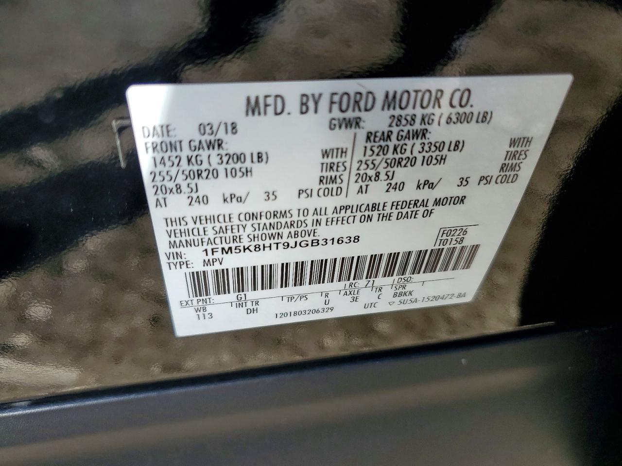 2018 FORD EXPLORER PLATINUM photo 14