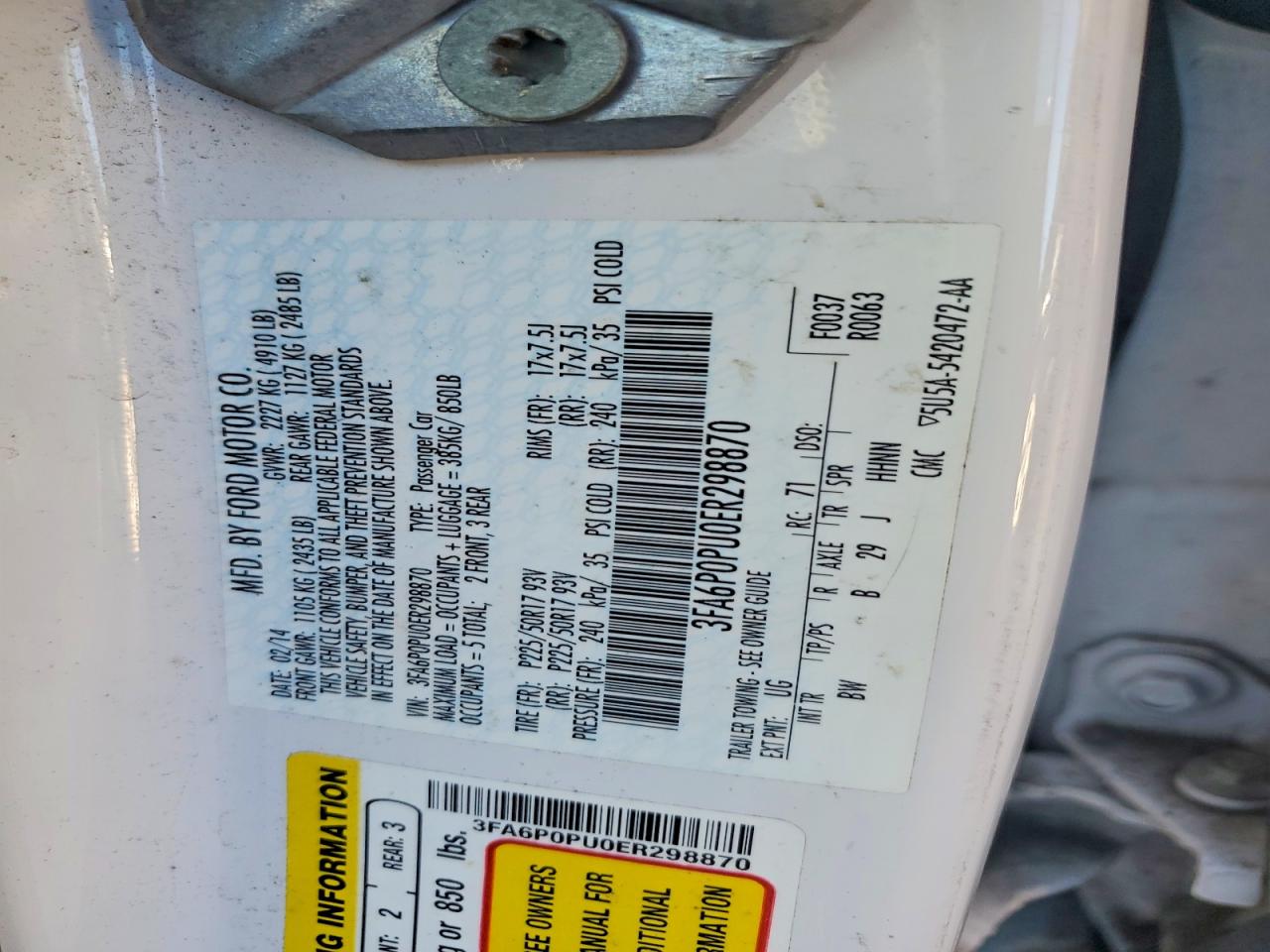 2014 FORD FUSION SE PHEV photo 12