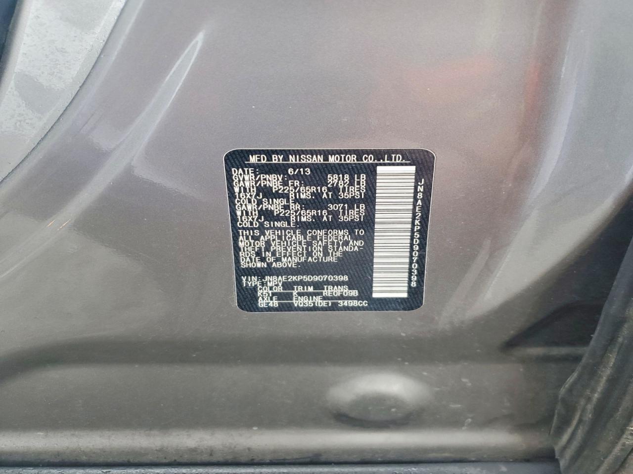 2013 NISSAN QUEST S photo 13