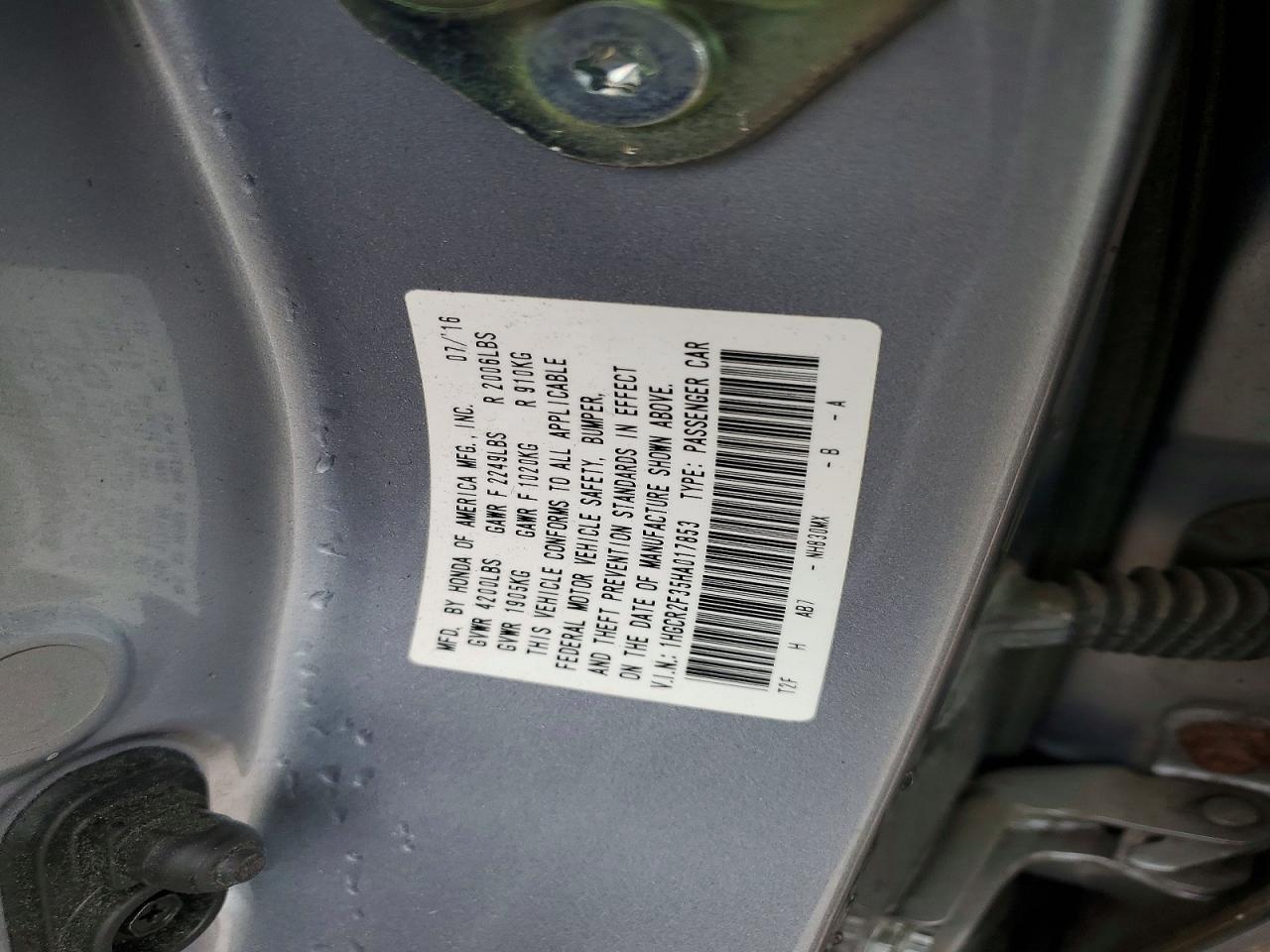 2017 HONDA ACCORD LX photo 12