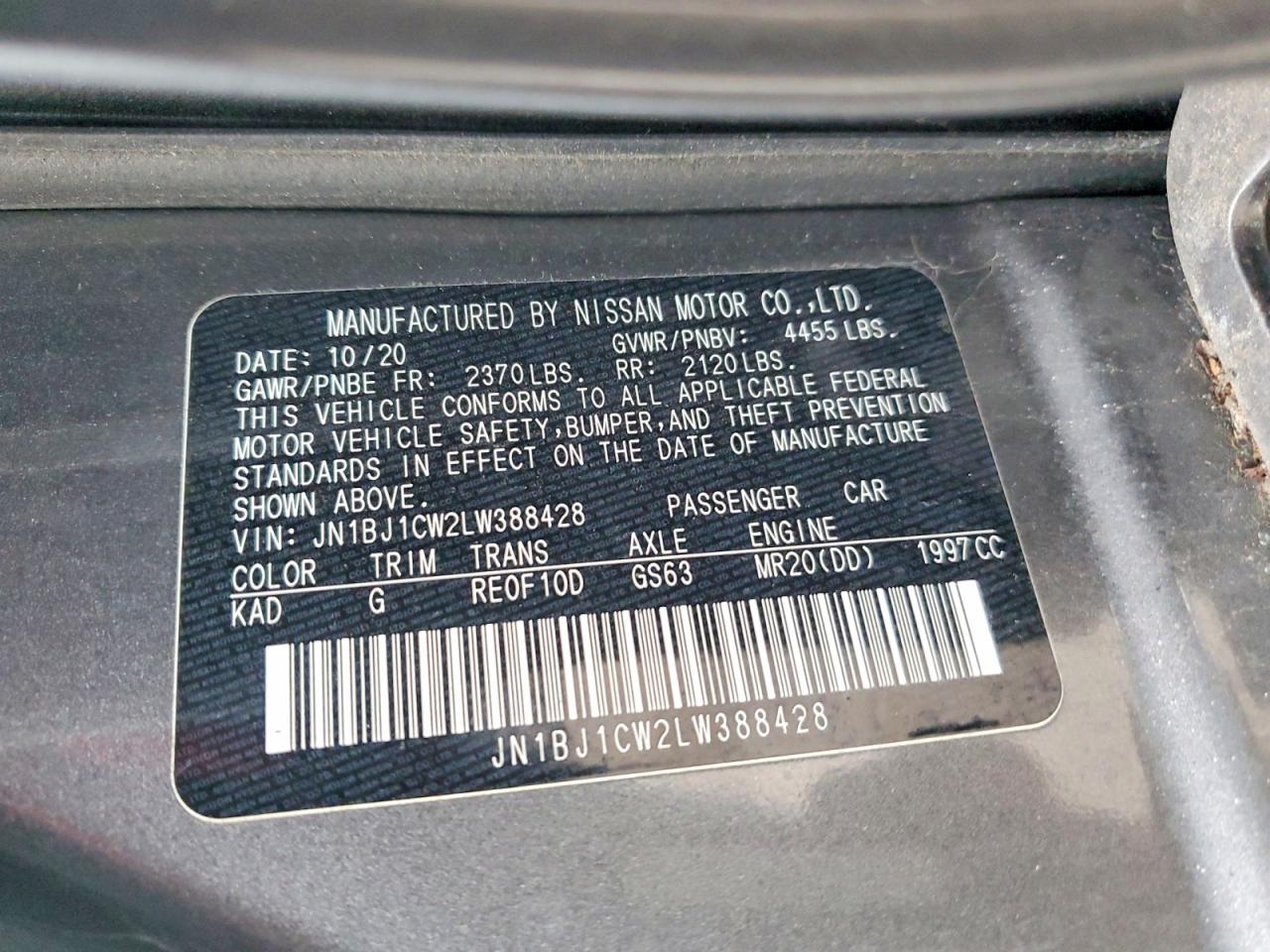 2020 NISSAN ROGUE SPORT S photo 13
