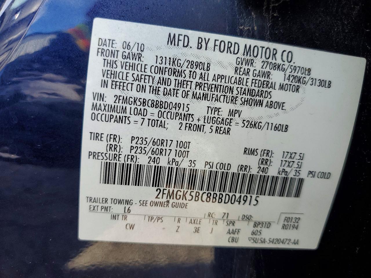 2011 FORD FLEX photo 13