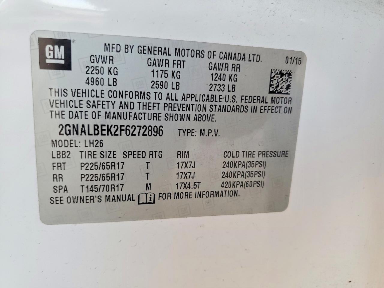 2015 CHEV EQUINOX photo 13