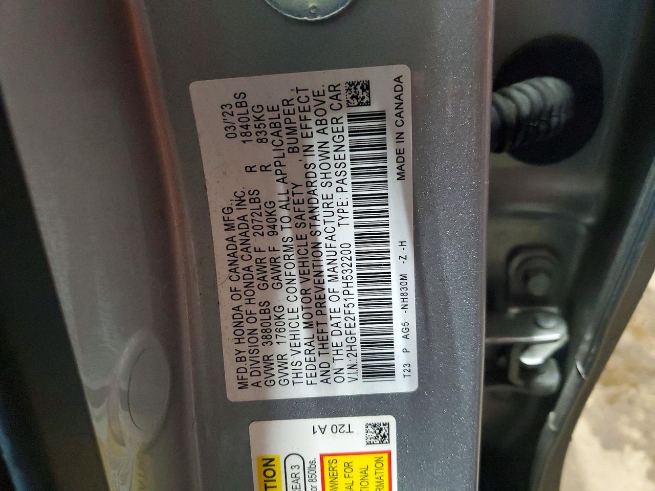 2023 HONDA CIVIC SPORT photo 12