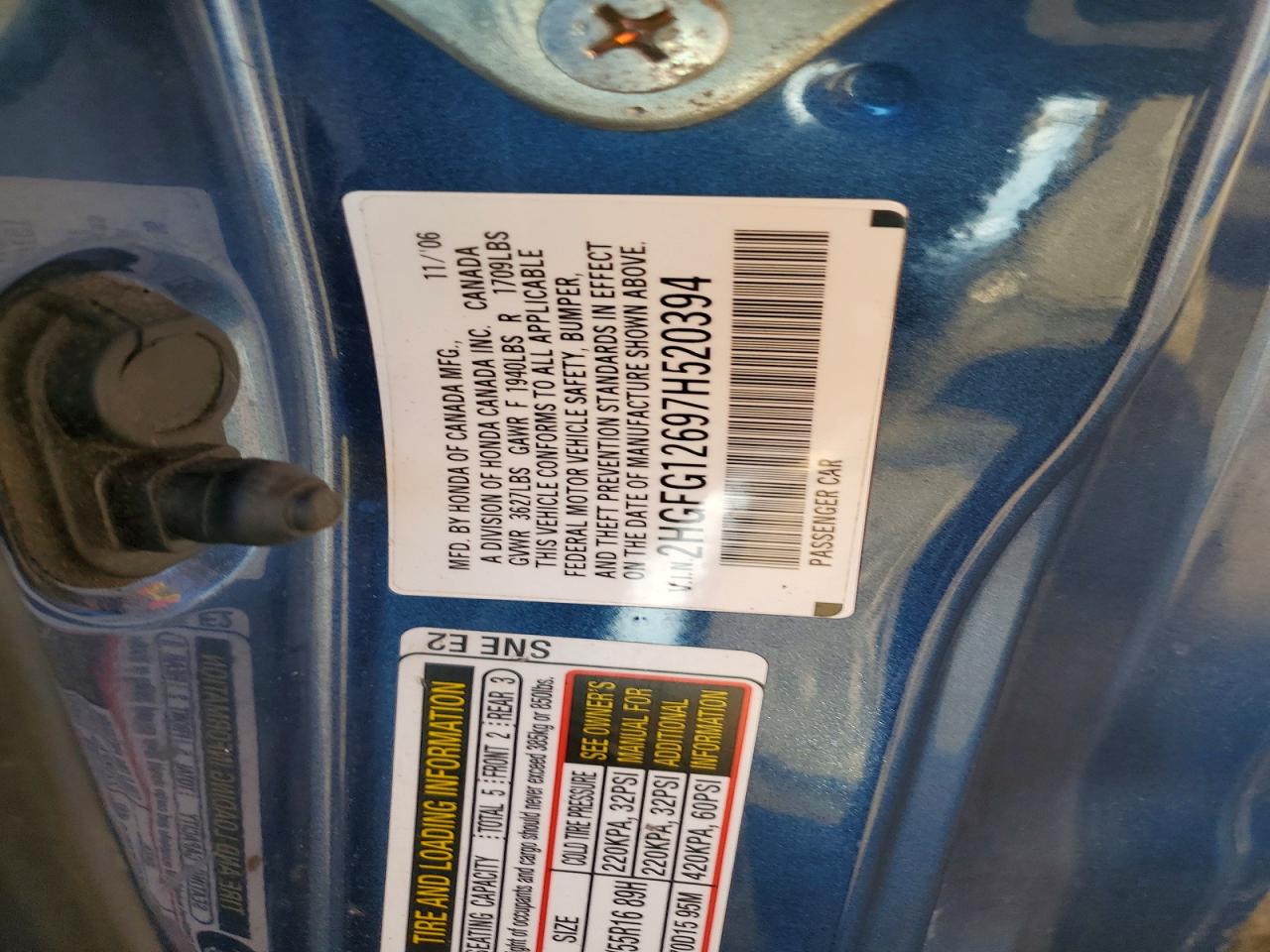 2007 HONDA CIVIC LX photo 12