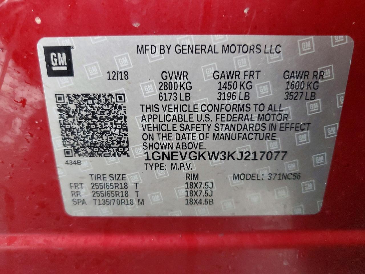 2019 CHEVROLET TRAVERSE LT photo 13