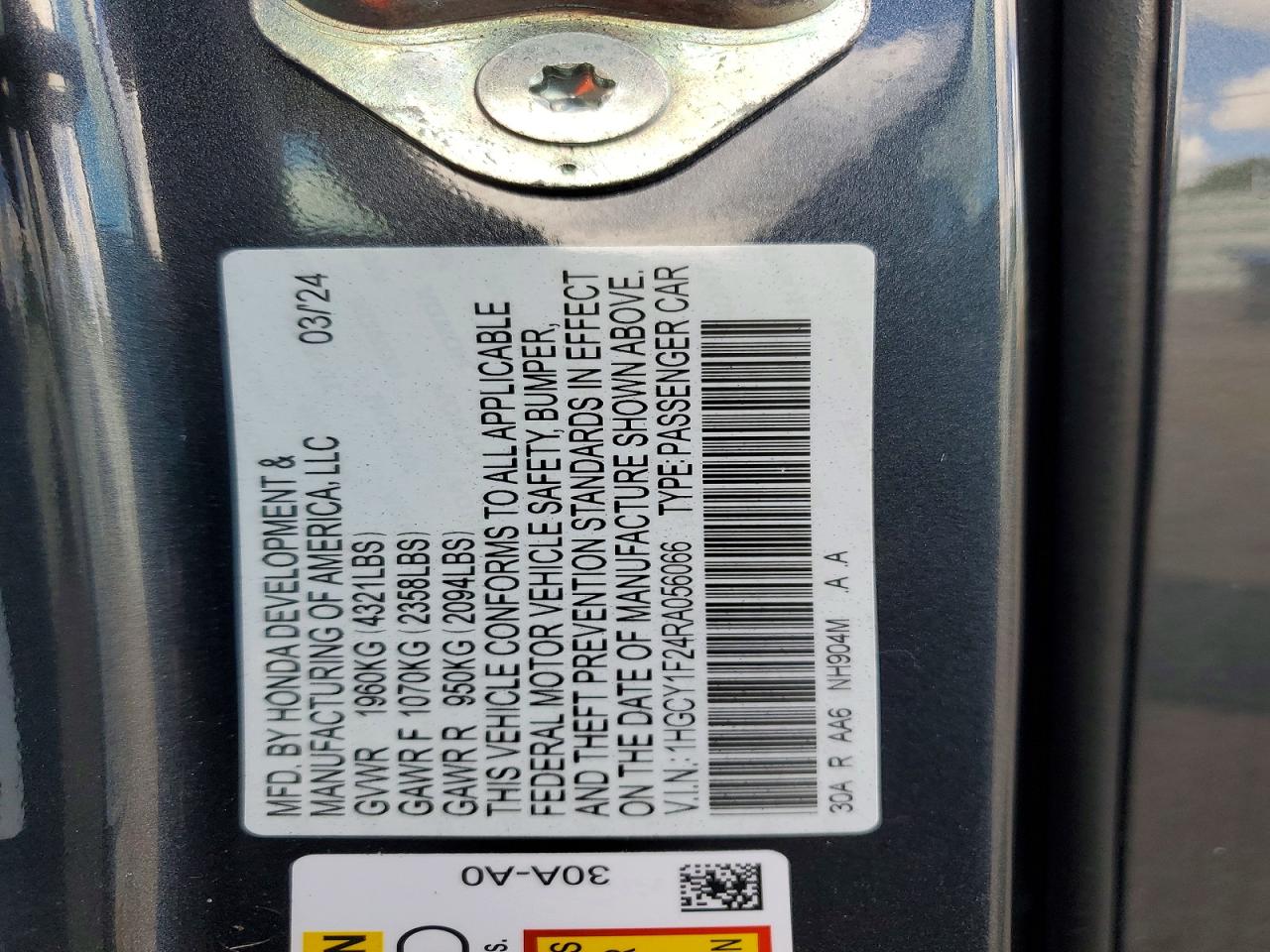 2024 HONDA ACCORD LX photo 12