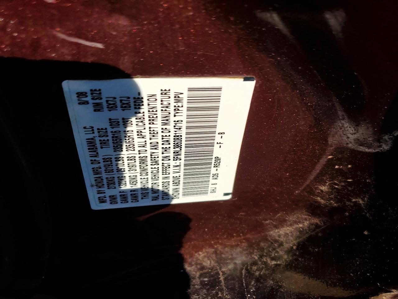 2008 HONDA ODYSSEY EXL photo 13