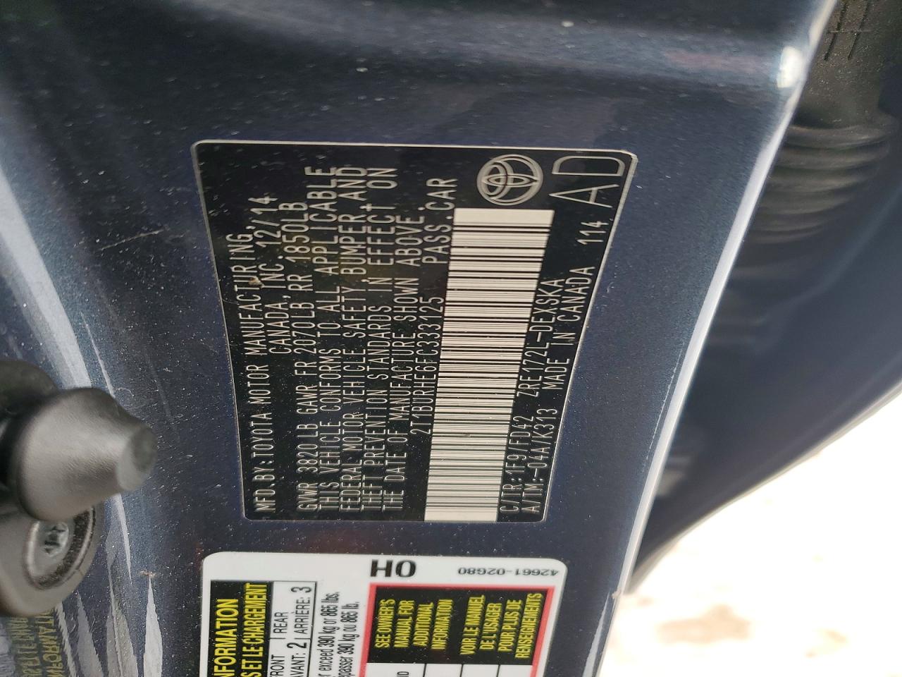 2015 TOYOTA COROLLA L photo 12