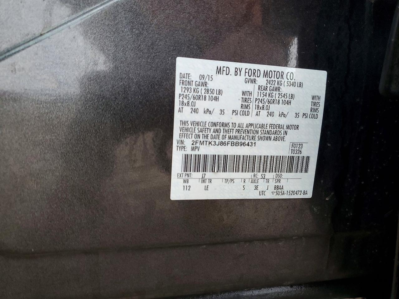 2015 FORD EDGE SEL photo 12
