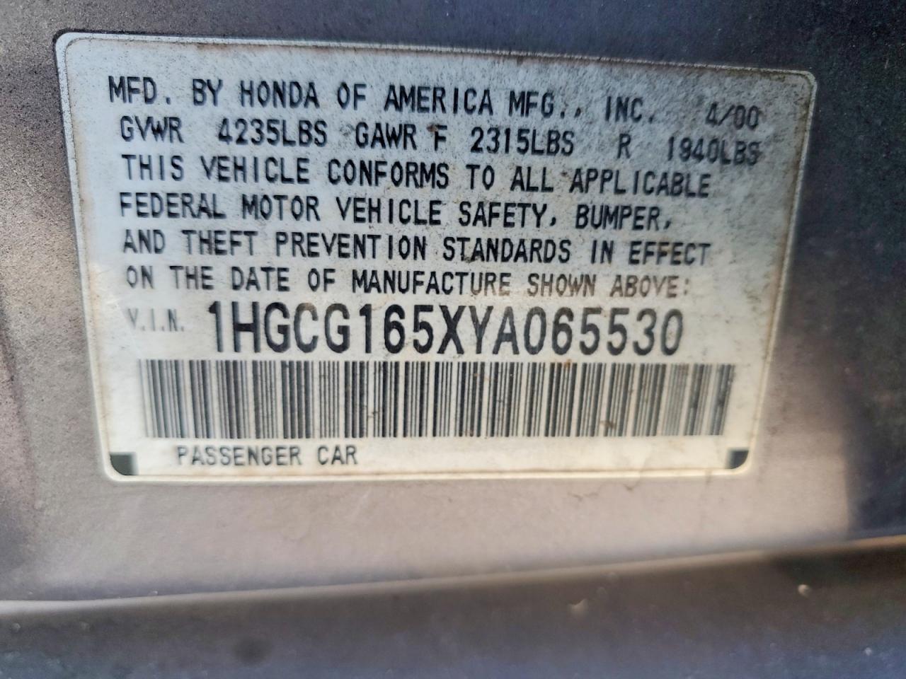 2000 HONDA ACCORD EX photo 12