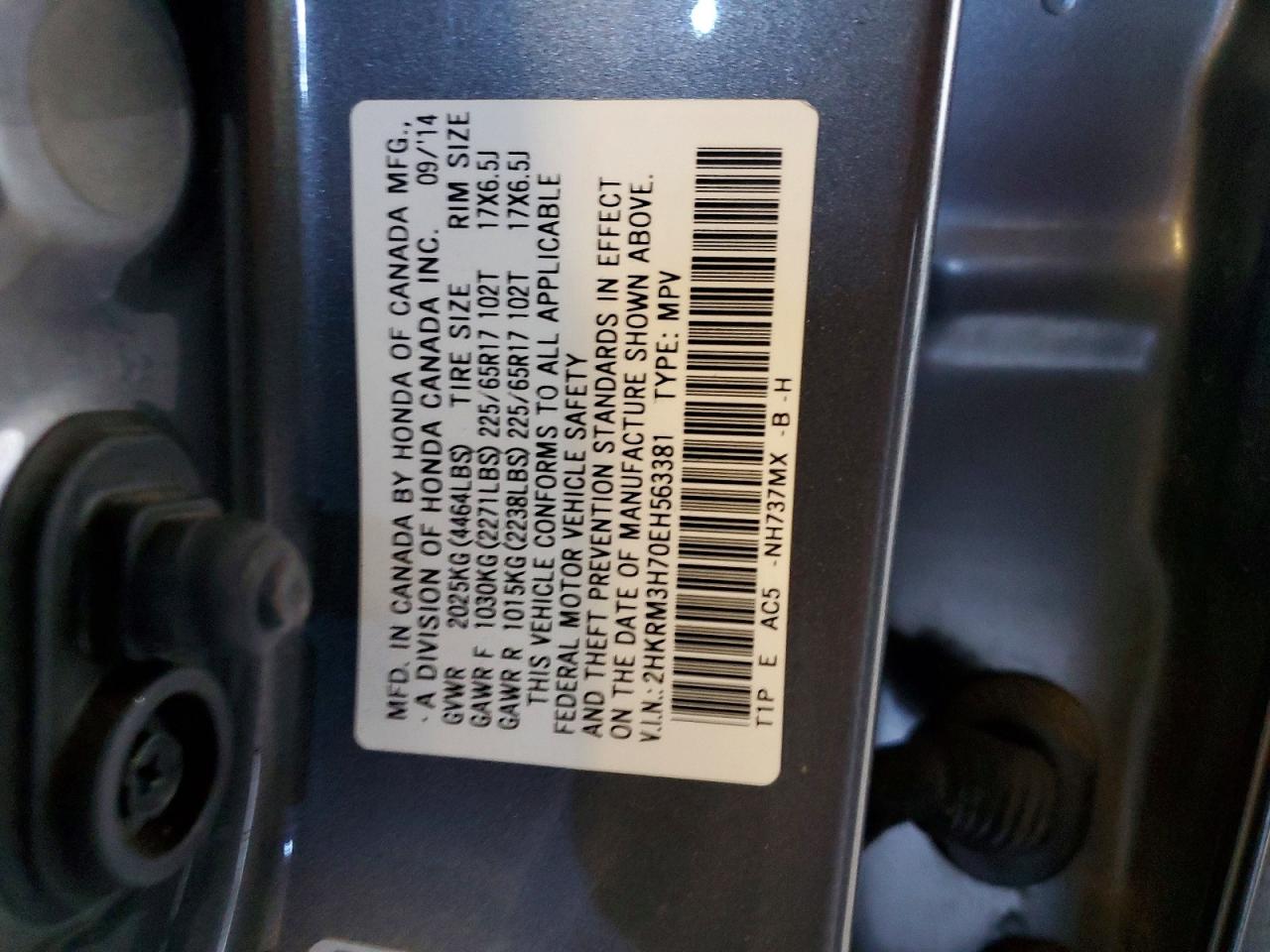 2014 HONDA CR-V EXL photo 13